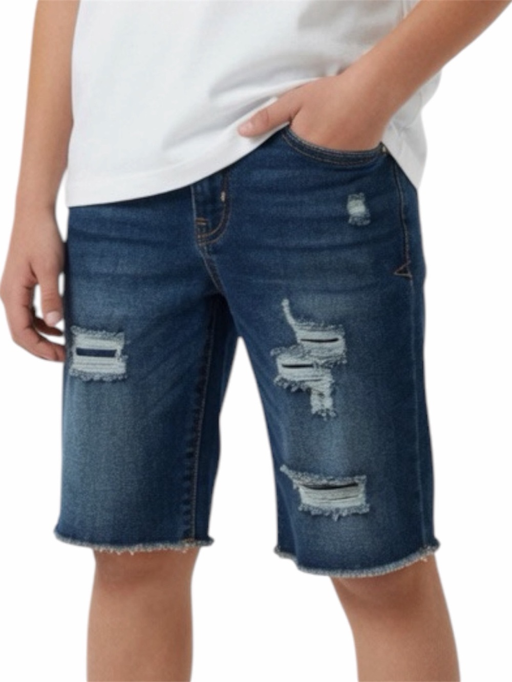 Art Class Distressed Dark Blue Denim Bermuda Shorts